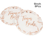 1Bag Team Bride Disposable Tableware Paper Plates Cup Wedding Bridal Shower Hen Night Bachelorette Engagement Party Decoration