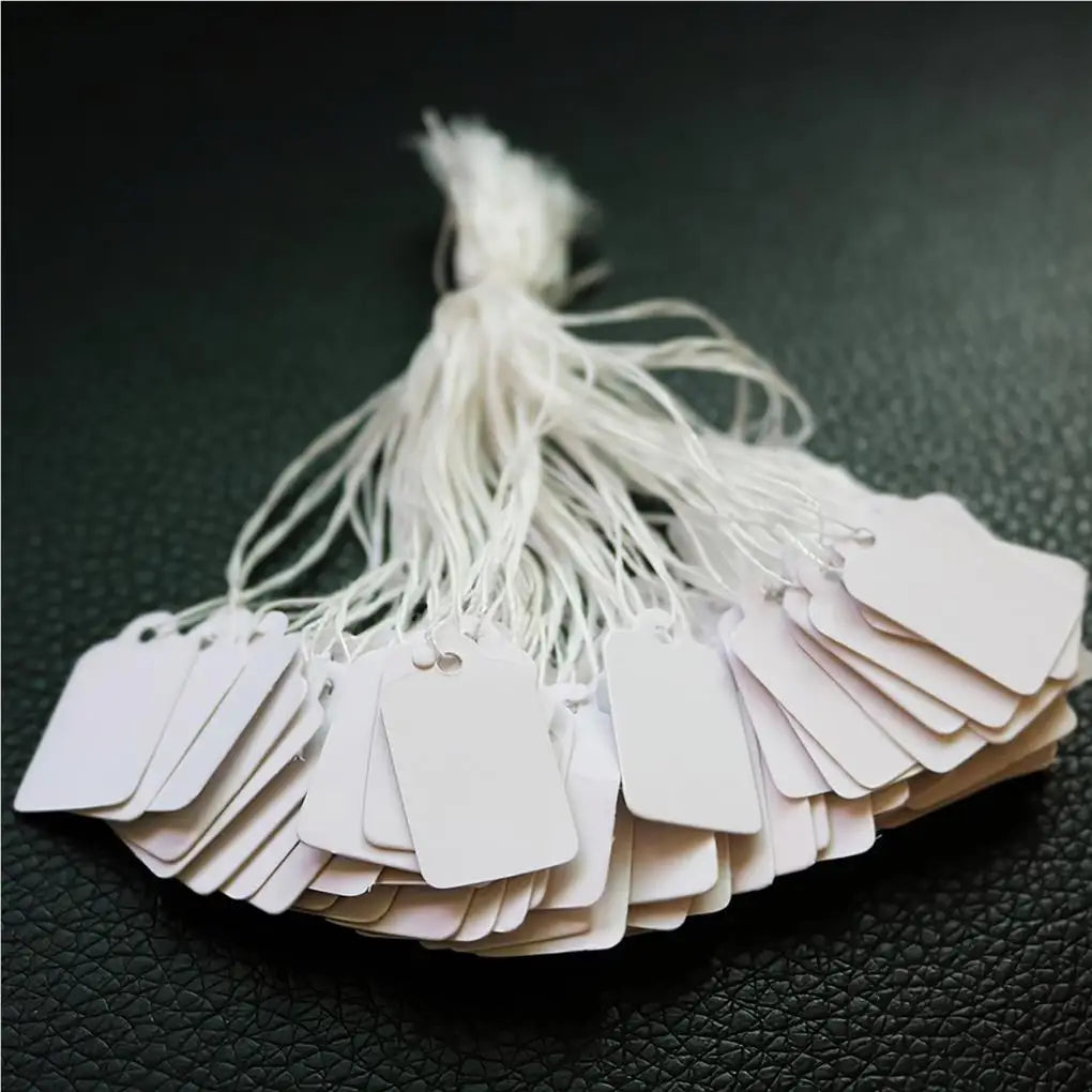 500Pcs/lot Jewelry Price Label with Cotton String Commodity Price Tag Shop Price Card DIY Gold Silver Blank Price Display Card