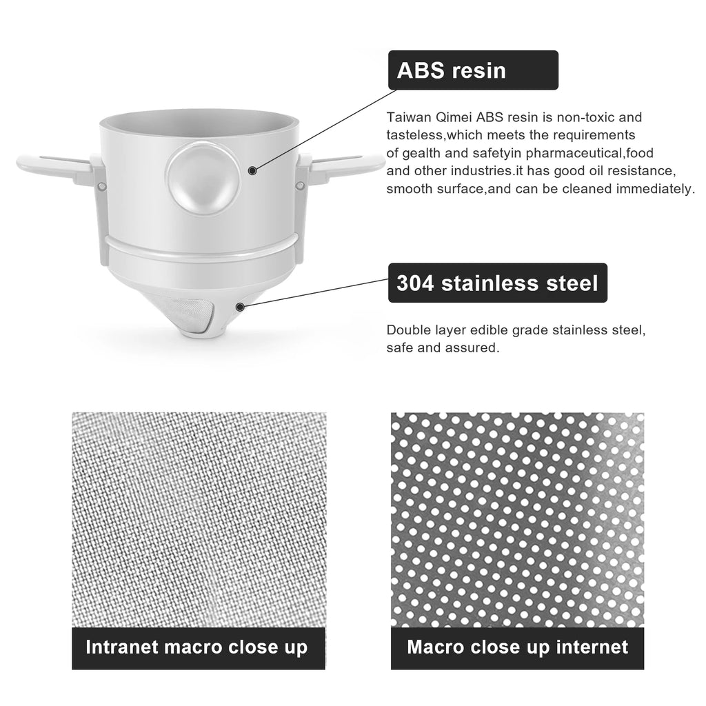 Folding Hand Brewed Coffee Filter Coffee Dripper Cone for Drip Coffee and Tea with Stainless Steel Holder No Filter Paper