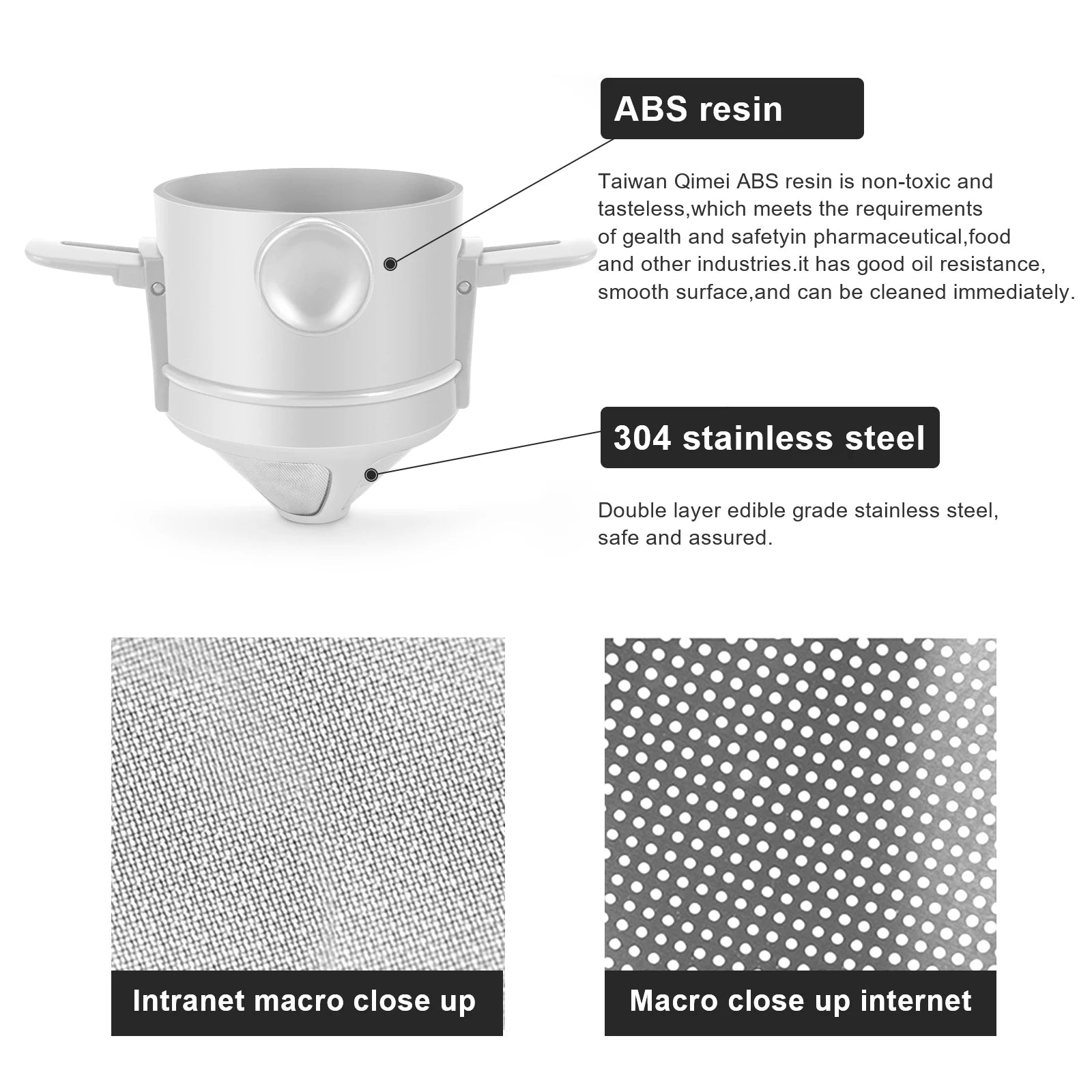 Folding Hand Brewed Coffee Filter Coffee Dripper Cone for Drip Coffee and Tea with Stainless Steel Holder No Filter Paper