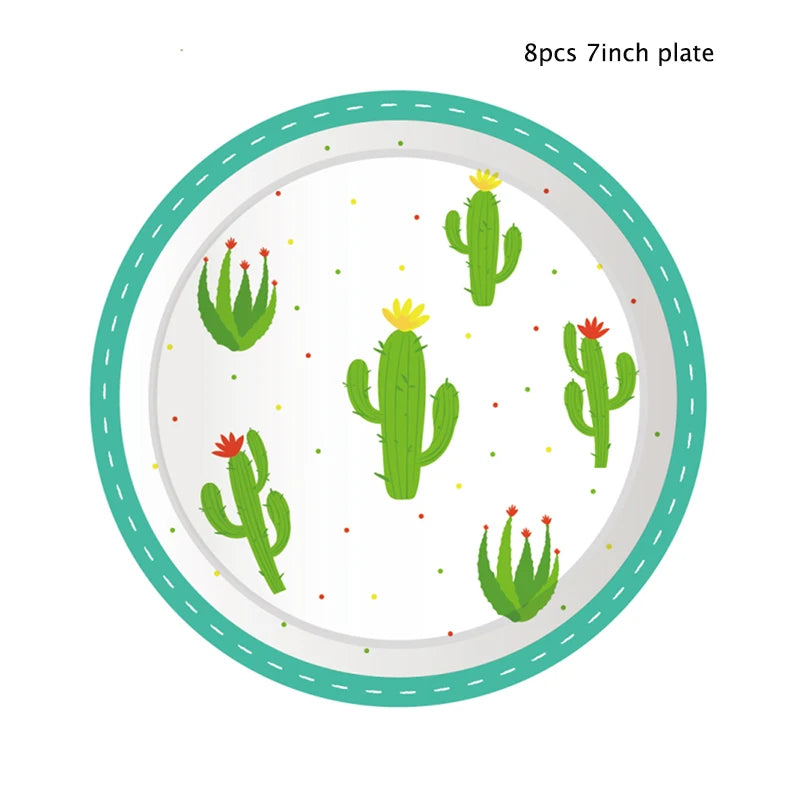 Llama Party Disposable Tableware Cartoon Cactus Alpaca Paper Plates Cups Kids Birthday Party Decoration Baby Shower Supplies