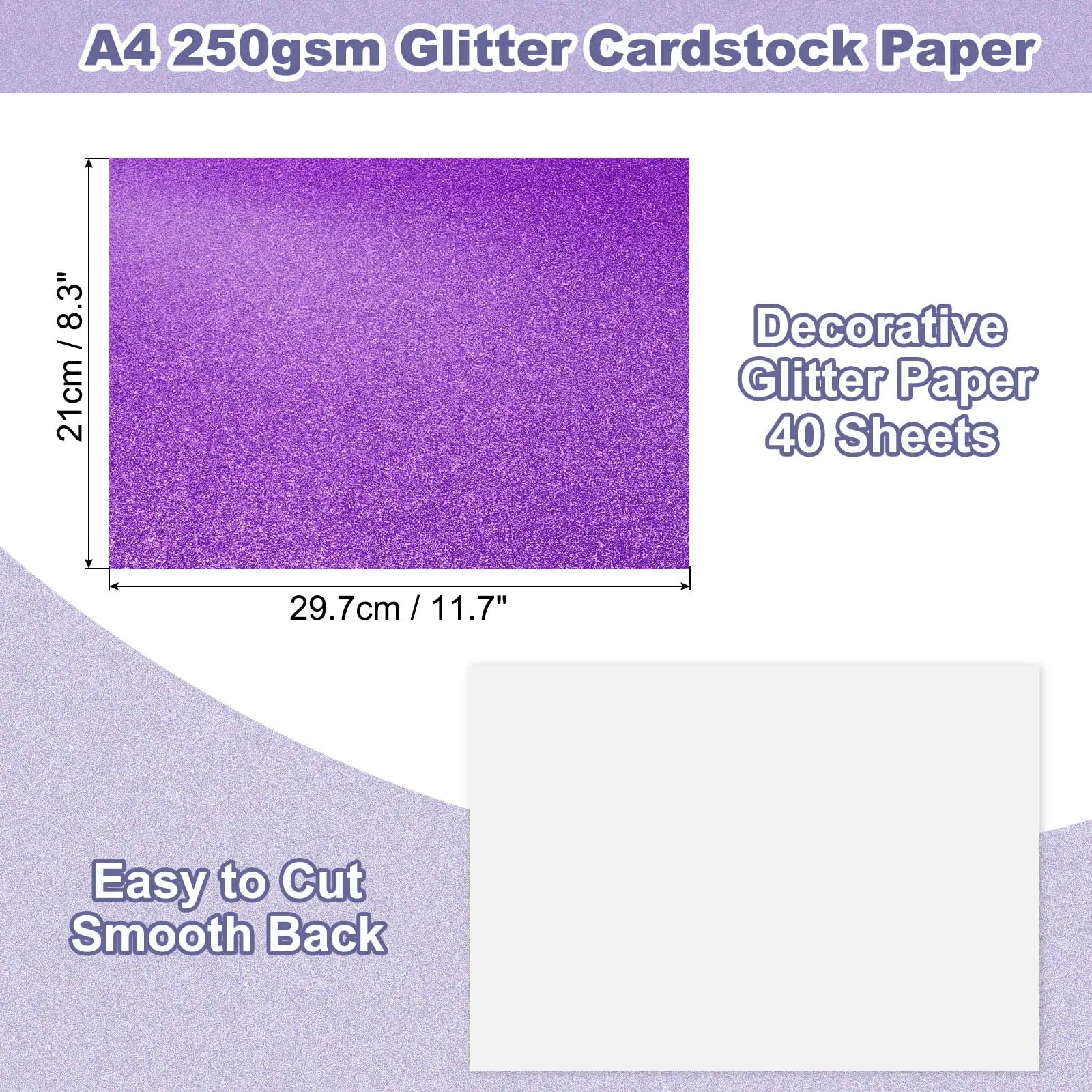40Sheets A4 Glitter Cardstock Glitter Paper Card Stock Shiny Scrapbook 250gsm Sparkly Paper Large Shimmer for Scrapbook DIY Art