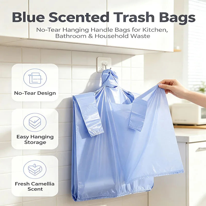 200pcs Heavy Duty Vest Trash Bags with Handles, Thick Disposable Plastic Garbage Bags for Home Bathroom & Kitchen