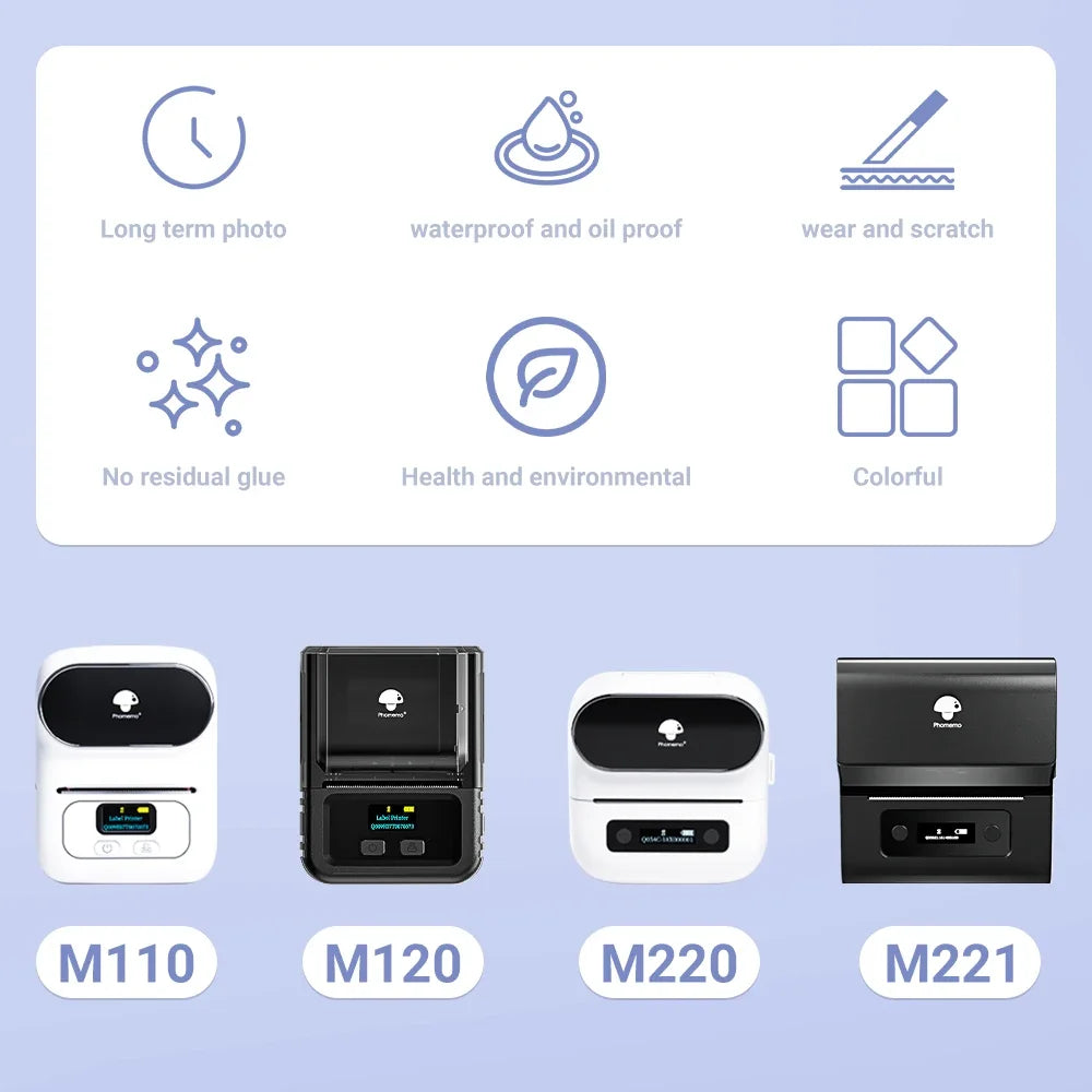 Phomemo Label For M110/M220/M221 Mini Printer Portable Thermal Label Stickers Self-Adhesive Waterproof Label Maker Sticker New