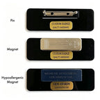 Custom Metal Name Badge Brushed Gold Silver Rectangular Staff Nameplate Free Design Personalized Employee Work Badge No MOQ