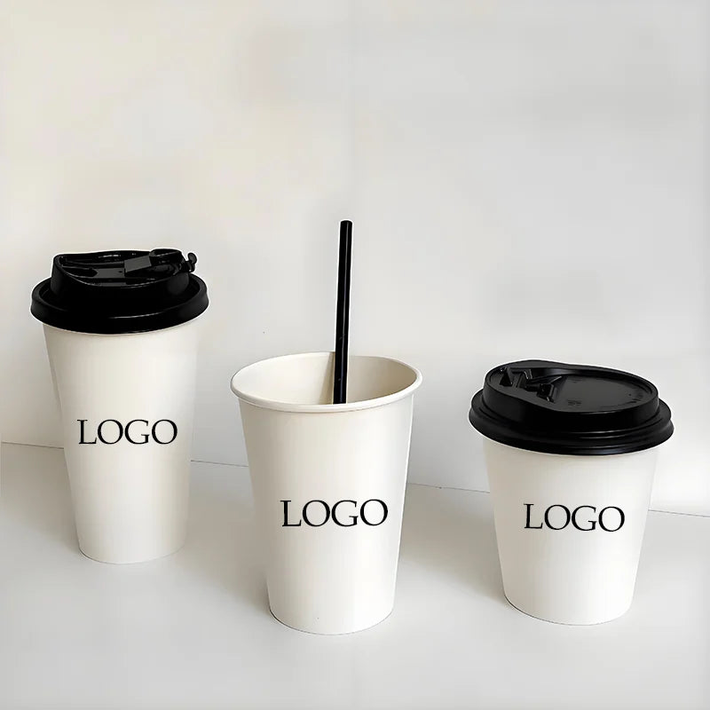 100pcs 250ml disposable paper cup with customizable logo personalized coffee paper cup for event and party, Company Hospitality