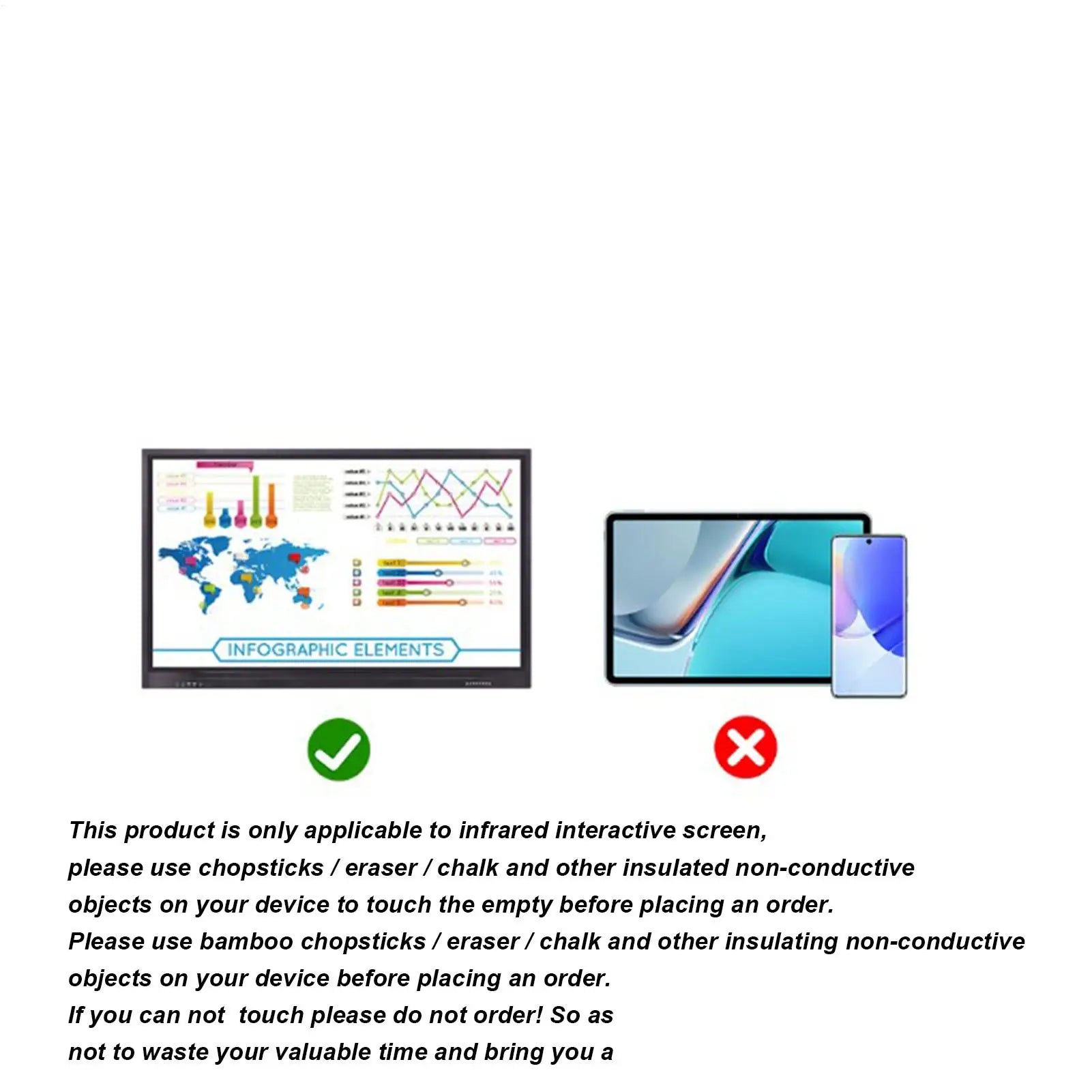 Teaching Screen Pen Electronic Whiteboard Pen Double Tips Capacitive Touch Screens S tylus Abs Convenient Precision Touch Pen