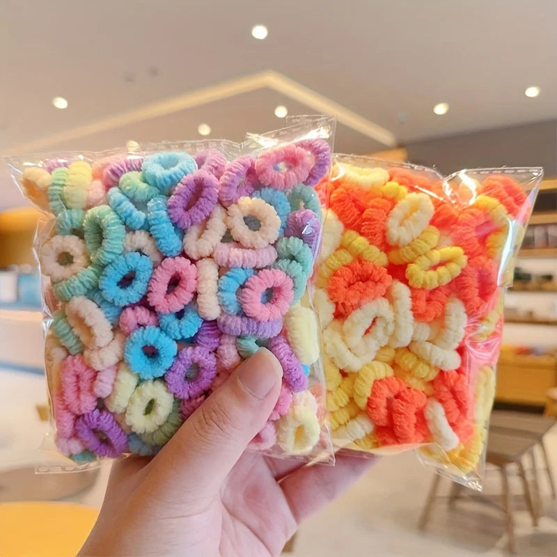 100pcs Girls Elastic Cute Rubber Hair Bands Children Lovely Hair Ties Kids Ponytail Holders Hair Accessories choice for Gifts