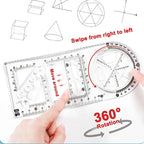 Multi -function Ruler Set Drawing Geometry Protractor Spirograph Ruler Students Mathematics Drafting Tools