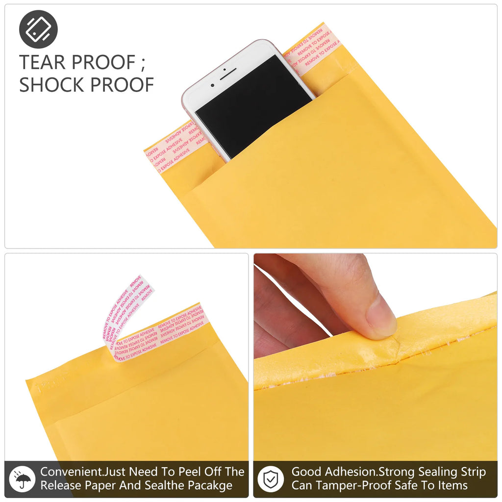 10pcs Kraft Bubble Mailer Bulk High Density Bubble Waterproof Self Seal Adhesive Shipping Bags Protect Your Item Cushioning