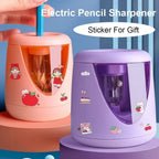 Cartoon with Decorative Sticker Switch Automatic Electric Pencil Sharpener Creative Stationery Mechanical Tool