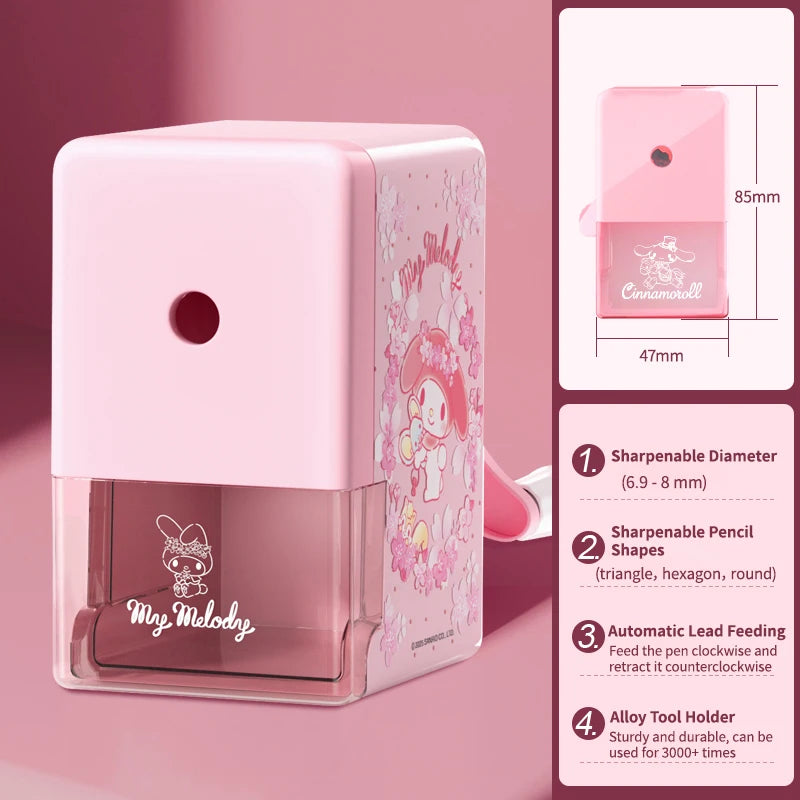 Sanrio Pencil Sharpener Fast Sharpening Easy to Use for Kids Students School Office Stationery Cute Anime Merch Kawaii Gift
