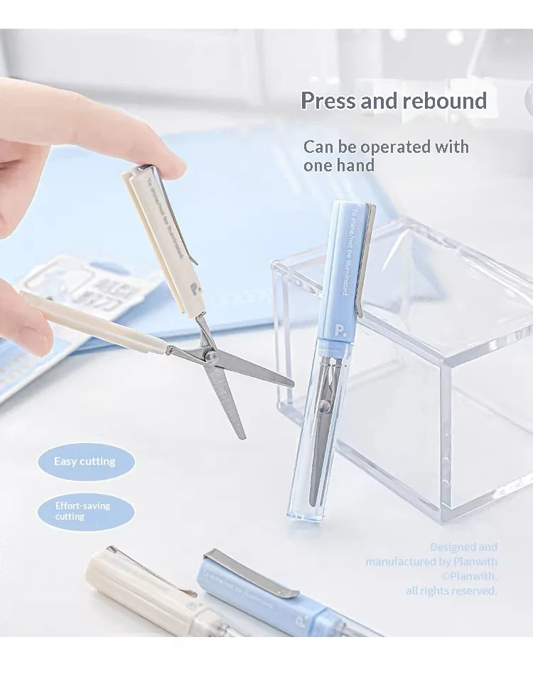 Planwith Stainless Steel Mini Folding Scissors Portable Creative Pen-Style Design DIY Paper-Cutting Art Tool School Office Supp
