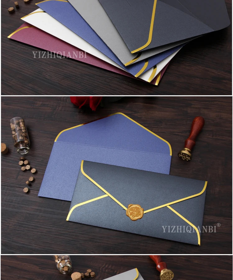 10pcs/batch envelope letter paper minimalist gilded envelope retro European style business envelope