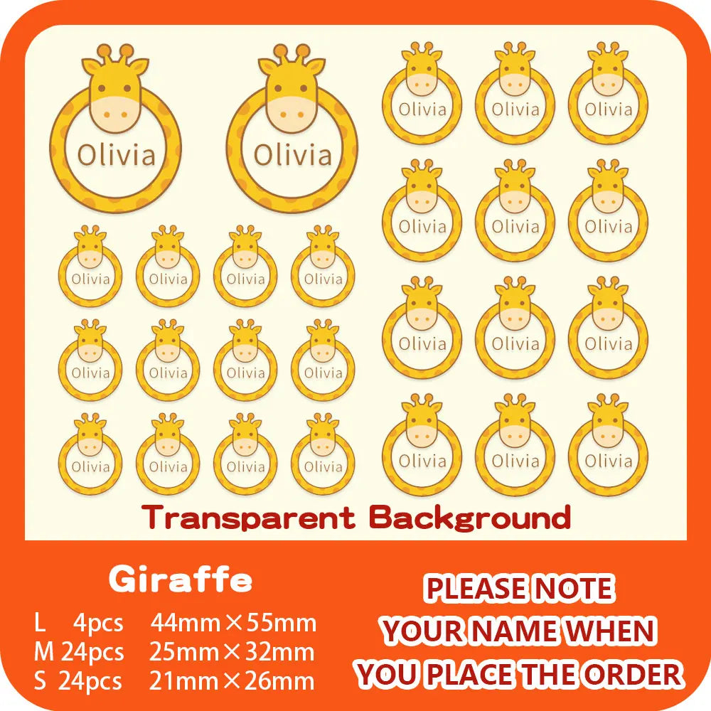Custom Transparent Self-adhesive Baby Name Sticker Customised Kindergarten Tag in Hebrew Personalized Waterproof Stickers Label