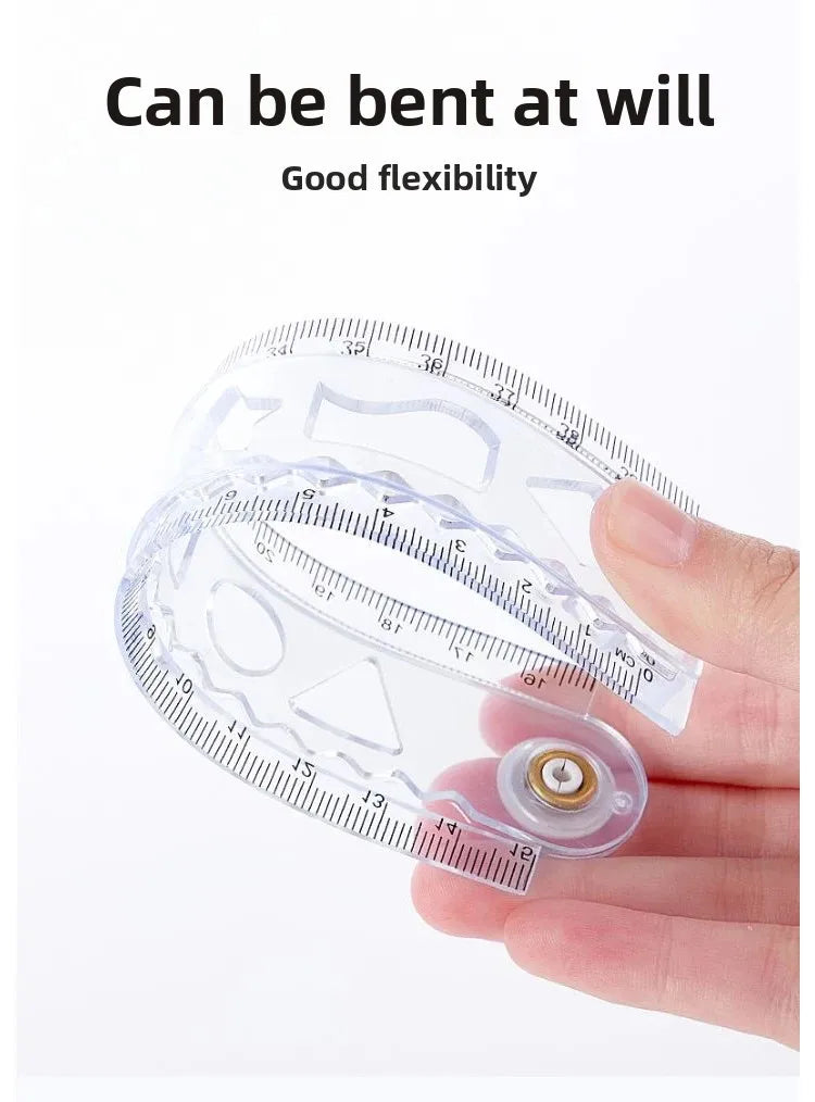 1PC 30cm Folding Flexible Ruler Transparent PVC Creative Drawing Tool Student Stationery Supplies