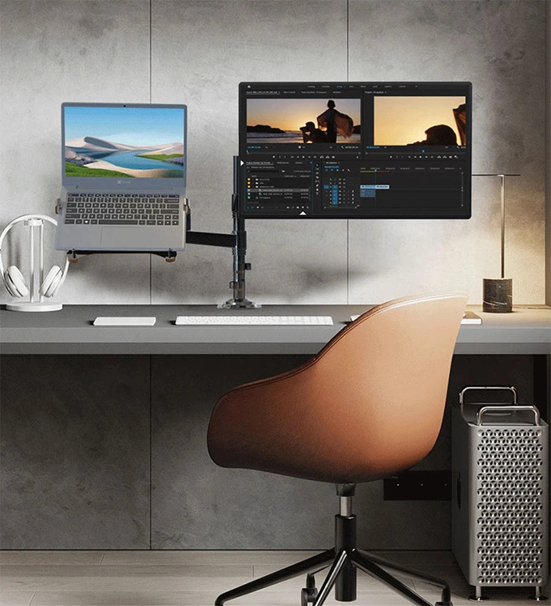 2 in 1 NB NEW F80 + FP-2 for 17-30' Monitor + 10'-17' Laptop Desktop Holder Notebook Computer Mount Stand Laptop Clamp