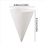 250Pcs Leakproof White Paper Cone Cups Coated Oil-proof Disposable Paper Cups Non-stick 3.7 OZ Cone Party Tableware Wedding
