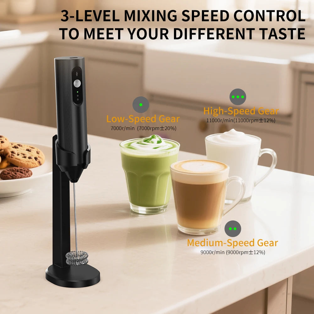 Handheld Electric Milk Frother Stainless Steel Foam Maker for Coffee Cappuccino Latte Hot or Cold Milk Drink Mixer Kitchen Tool