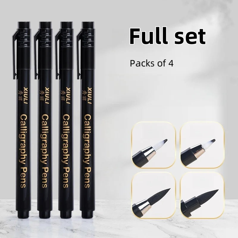 4pc/Beautiful Brush Calligraphy Practice Pen Type Soft Pen Copy Invitation Card Signature