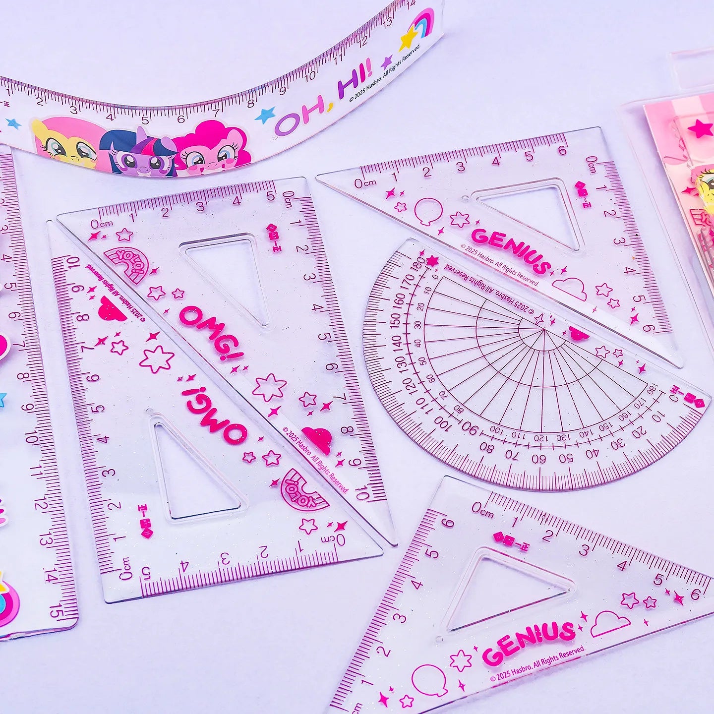 Iigen Ruler Set My Little Pony Flexible Transparent 15cm Triangular Ruler Protractor For School Office Stationery
