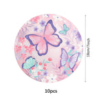 Butterfly Girls Birthday Party Disposable Tableware Fairy Pink Paper Plates Cups Napkin Tablecloth Birthday Party Decorations