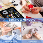 172/128/67/27pcs/set Sewing Kit with Threads Needles Scissors Tape Measure Buttons Storage Bag Portable Travel Sewing Box Tools