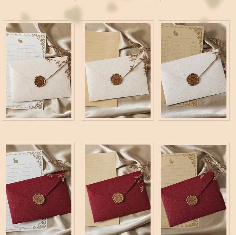 10pcs Window Envelopes for Letters DIY Handmade Gift Packaging Bag Wedding Party Invitation Card Cover Linen Texture Envelopes