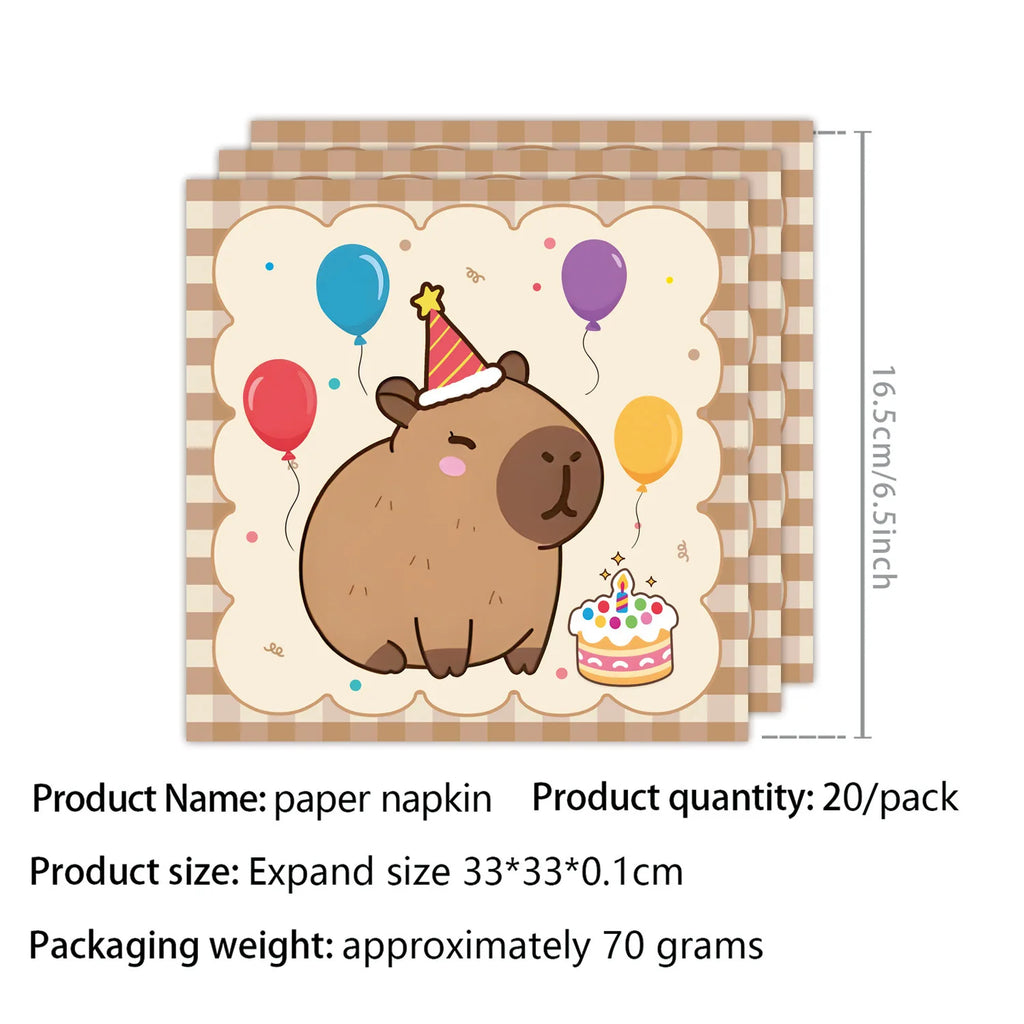 Capybara Party Theme Decoration Capybara Birthday Napkins Tablecloth Cup Plate Baby Shower Capybara Birthday Girl Party Favor