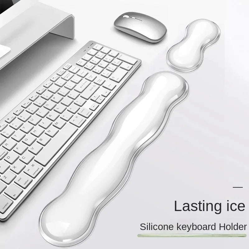 Ergonomic Mouse Pad with Wrist Rest Keyboard Rest Silicone Transparent Desktop Office Game Console Mouse Soft Wrist Rest