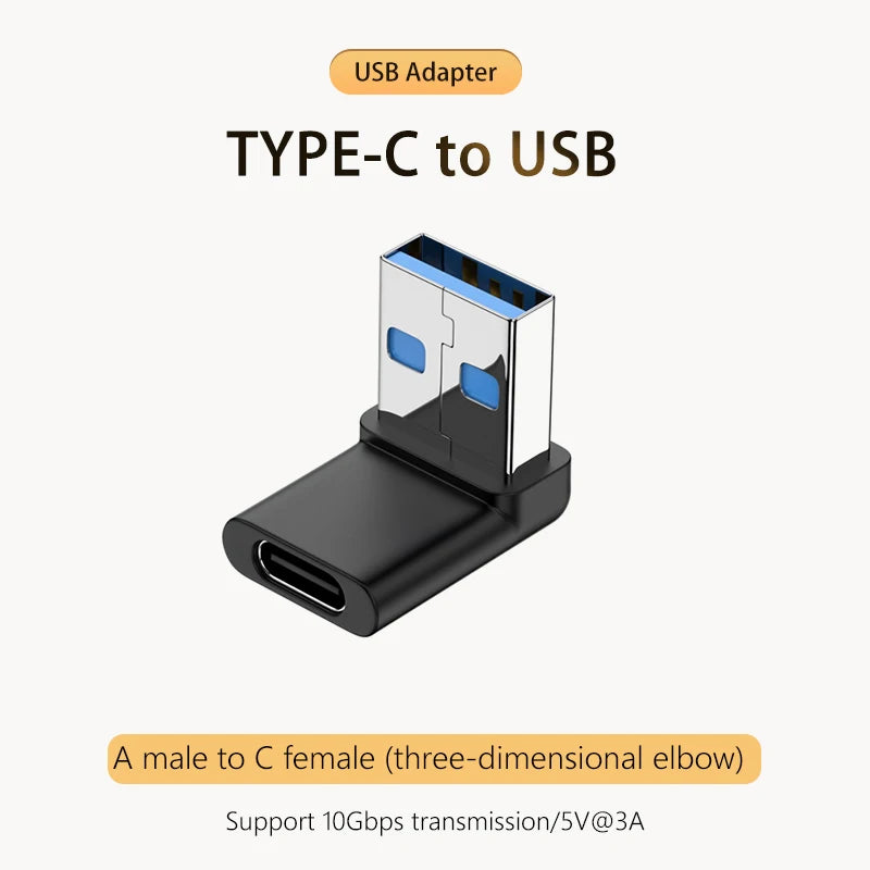 NNBILI 3A Type C Elbow USB 3.1 Charging Data Cable Adapter Converter for Android 90/180 Degree OTG Adapter Fast Charging 10Gbps