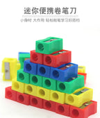 8pcs Mini Colored Single Hole Rectangular Plastic Pencil Sharpener for Elementary School Students, Manual Turning Pencil Sharpe