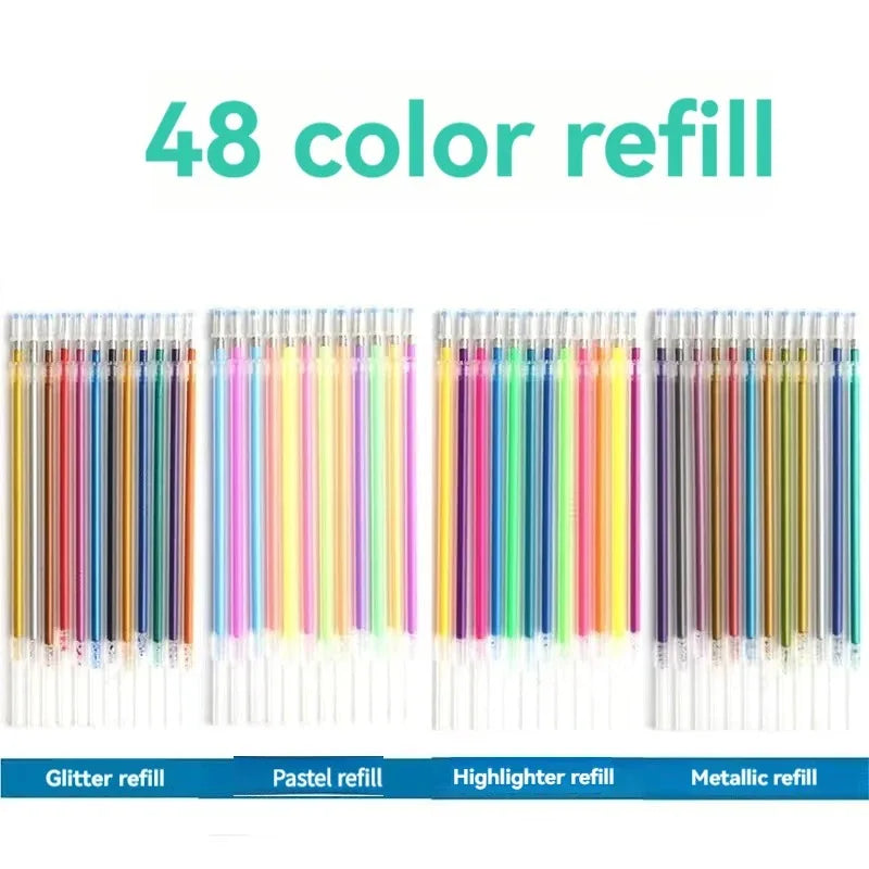 12-100pcs Glitter Pen Refills Set Flash Multicolor Gel Pen Refill Core DIY Art Writing Painting Graffiti Pen Refills Supplies