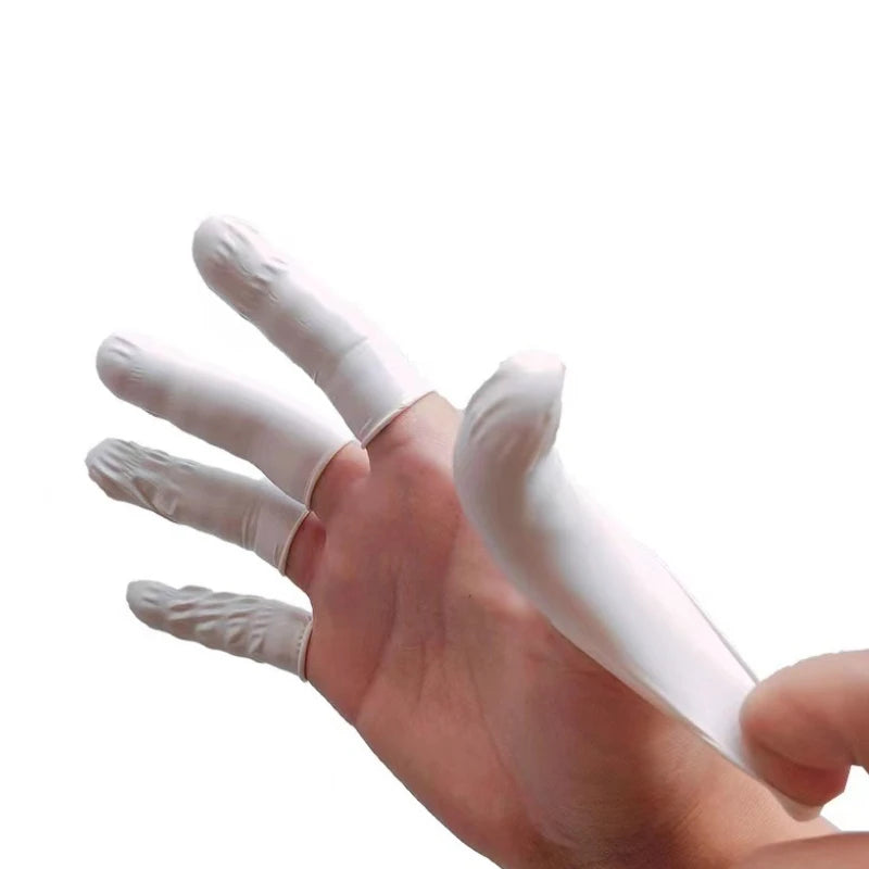 100/200pcs Disposable Finger Gloves One Size Fits All Anti-Slip and Anti-Static Latex Finger Gloves Fingertip Protection Gloves