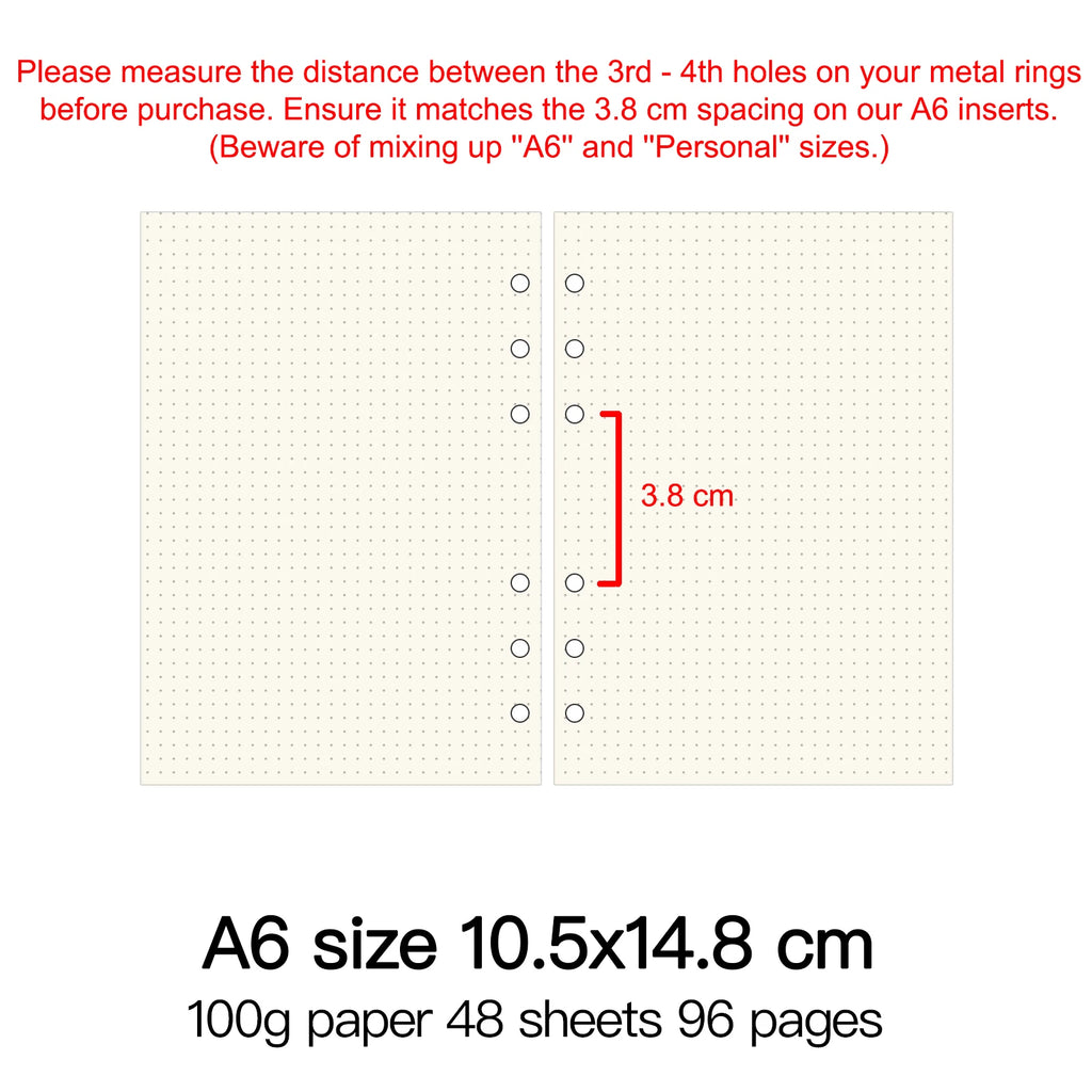 High Quality Ring Binder Notebook A5 Personal A6 A7 A8 Size Insert Refills Loose Leaf Spiral Diary Planner Inner Core 100g Paper
