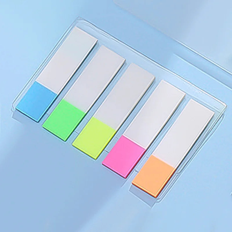 Color Fluorescence Sticky Notes Set Memo Pad Bookmarks Banners Transparent Sticky Notes School Office Stationery