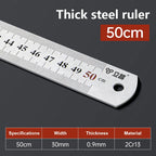 15cm/20cm/30cm/40cm/50/60cm Metal Ruler Stainless Steel Straight Ruler Measuring Ruler Precision Double Sided Measure Ruler Tool