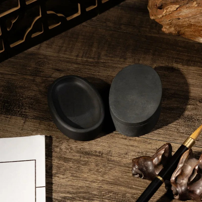 Horseshoe Inkstone Rough Stone Covered Ribbed Inkstone Study Four Treasures Grinding Ink Inkstone