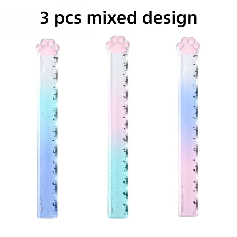 15M Cat Claw Cute Straight Ruler Gradient Measuring Tool Korean Style School Stationery Supply Kawaii Accessories