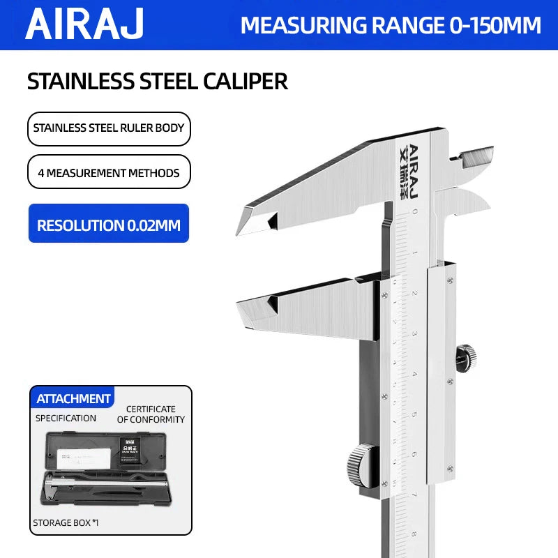 AIRAJ 0-150 MM Vernier Caliper Digital 0.02 MM High-Precision Measuring Tool Stainless Steel Students Callipers Digital Tools