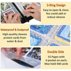 Trading Card Binder 400 Pockets 50 Pages Zipper 3 Ring Sports Album Baseball Card Storage Holder Compact Collector Case