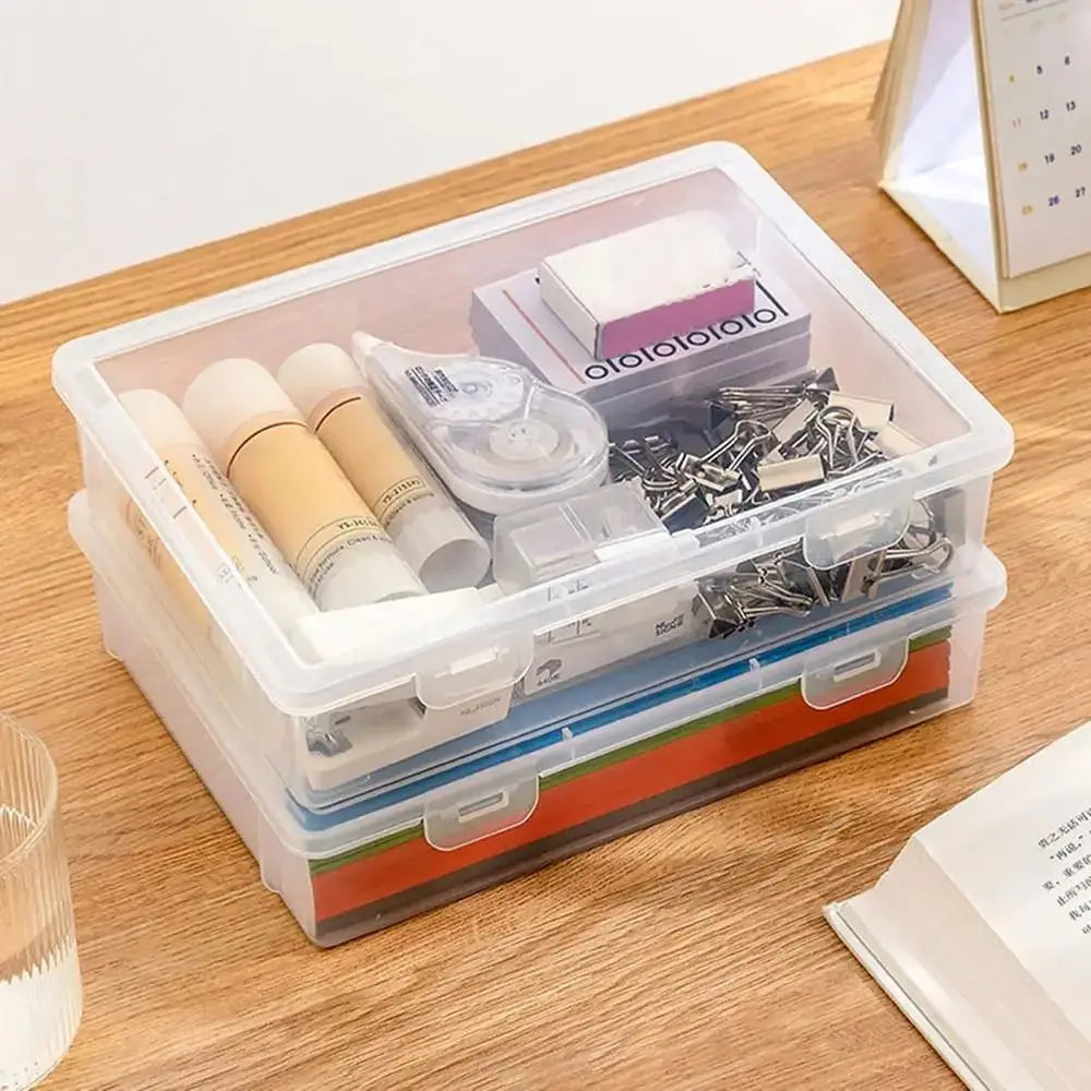 Portable A4 A5 File Organizer Multifunctional Transparent Document Storage Container Dustproof File Box Home Office Supplies