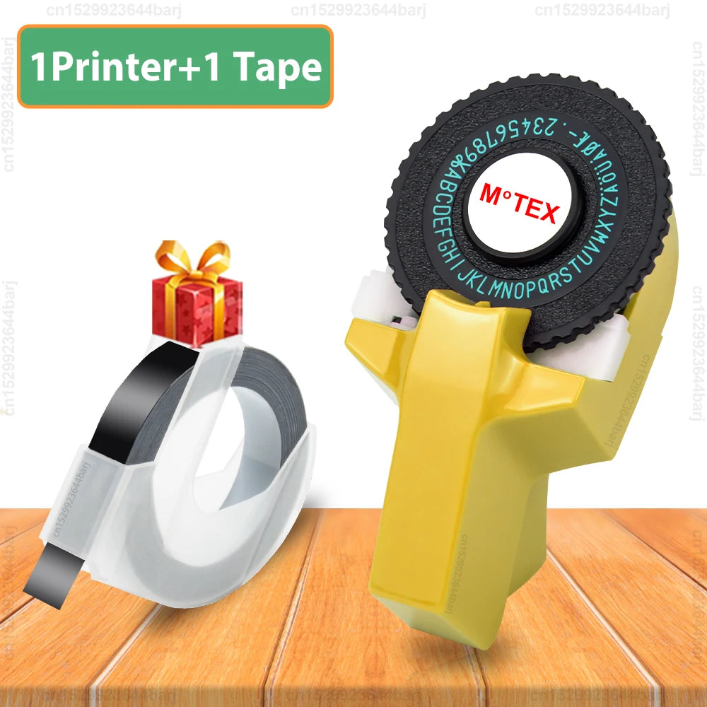 Motex E101 Portable 3D Embossing Label Printer Similar as B90 Dymo 12965 1610 Manual Label Maker DIY Adhesive Dymo 3D Label Tape