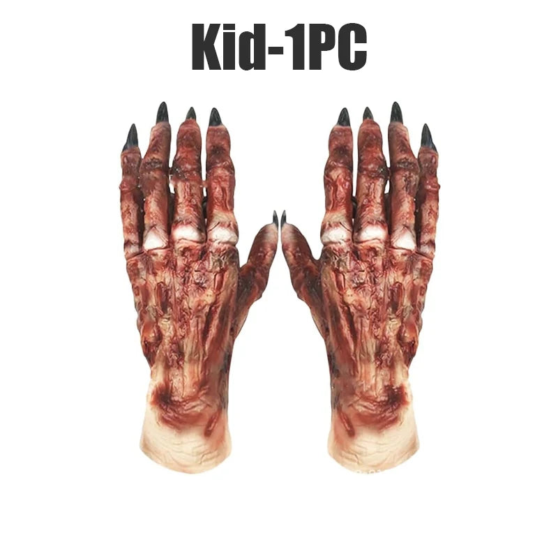 Mummy Hand Latex Gloves for Halloween Easter Costume Lifelike Zombie Prop for Adults Children Party Favor Spooky Dress-Up