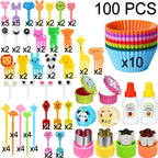 Mini Fruit Forks For Children Kids Cute Animal Food Picks Snack Toothpicks With Vegetable Cutter Set Silicone Lunch Box Dividers