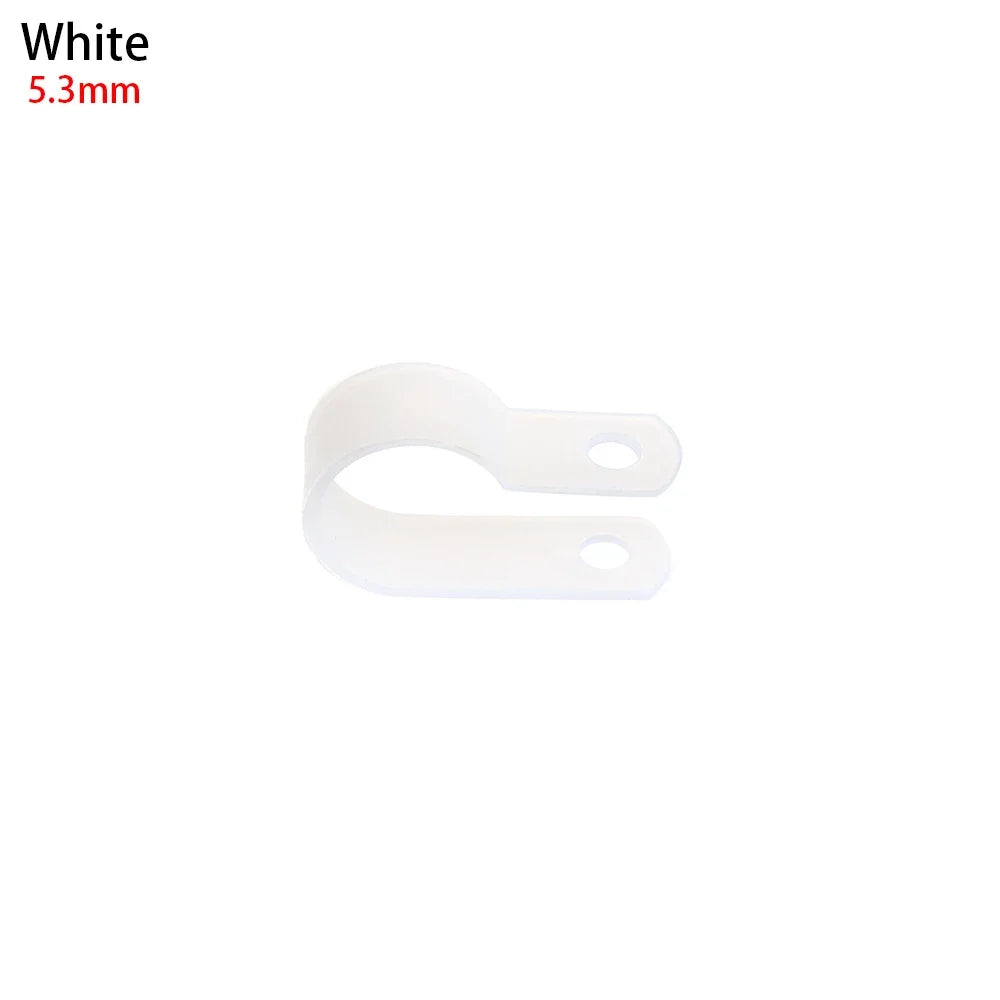 100PCS R-Type Nylon Cable Clamp Plastic P Clips Black Nylon Fasteners Cable Mounting Fix Hardware Electrical Fittings