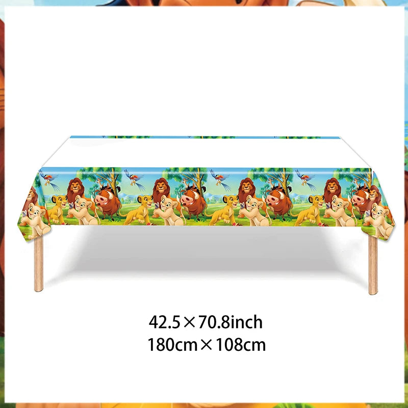 Lion King Birthday Party Decoration Lion Disposable Dinnerware Tablecloth Cup Plate 3D Balloon for Kids Baby Shower Supplies