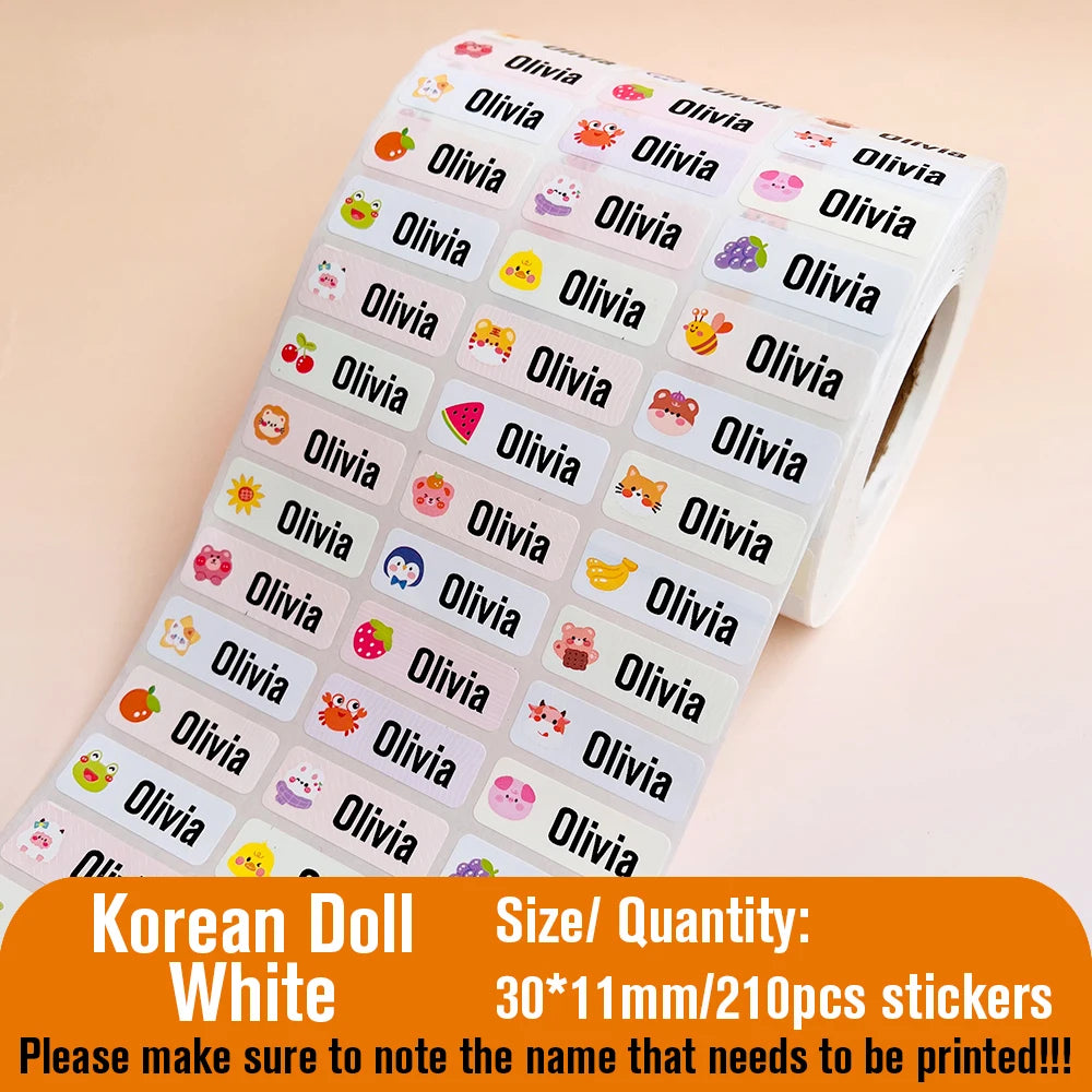 210pcs Custom Waterproof Name Tag Sticker Kawaii Stationery Stickers Decals Personalized First Name Label for Children School