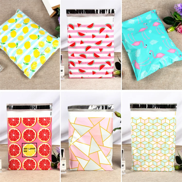 100PCS Poly Mailer Adhesive Envelope Courier Print Bag DIY Lady Panties Dress T-shirt Wedding Xmas Gift Box Packaging Pouches