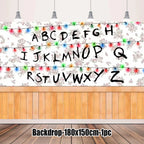 Stranger Theme Birthday Party Tableware Decoration American TV Paper Plate Napkin Banner Lights Alphabet Backdrops Kids Supplies
